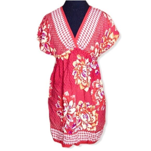 𝅺xhilaration Red V-Neck Floral Dress - Picture 1 of 8